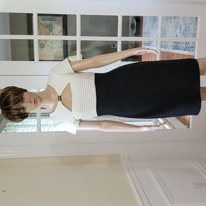 Vintage London times size 4 dress black and cream/white with gold accent